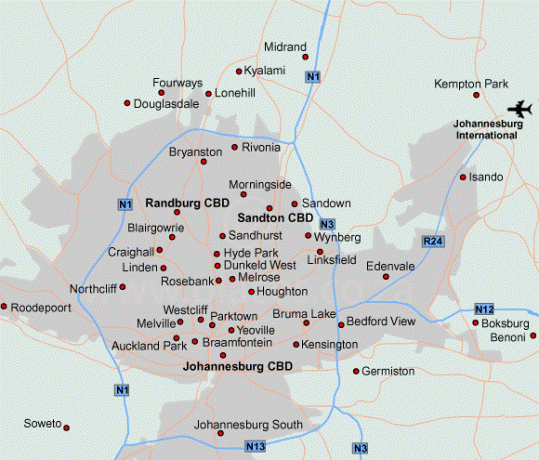 Coverage Areas Johannesburg